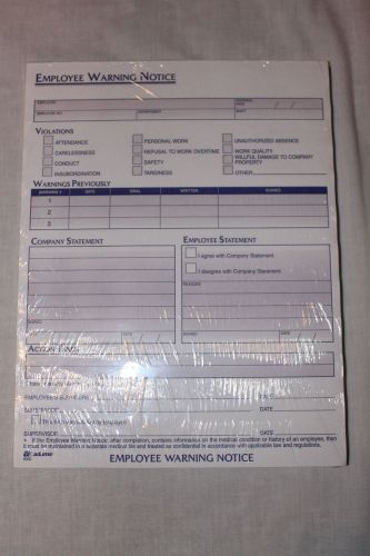 Employee Warning Notice Form 8.5 X 11 Inches Pads Of Forms Total Forms 9060 NEW
