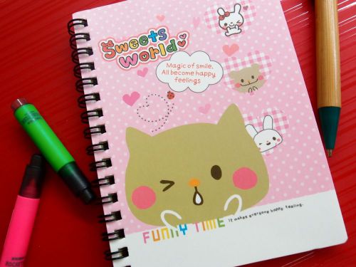Sweets World Cat Notebook Diary Memo Message Scratchpad Planner Booklet FREESHIP