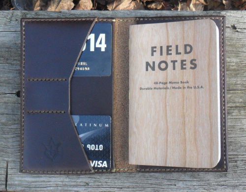 Handmade leather case cover for field notes card holder xl chromexcel brown for sale
