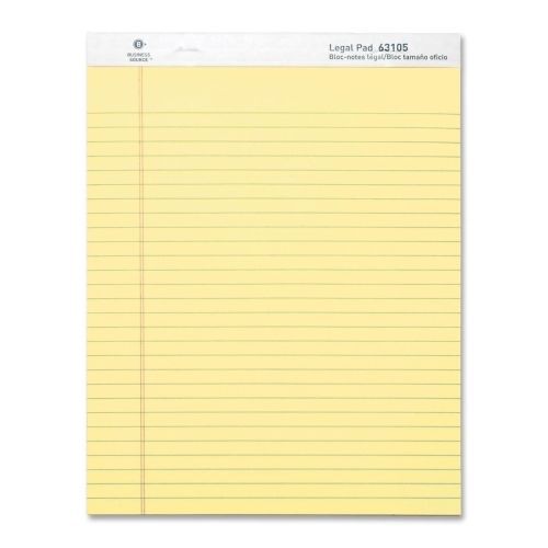 Business Source Legal Ruled Pad - 50 Sht -8.5x11.75- 12/PK - Canary - BSN63105