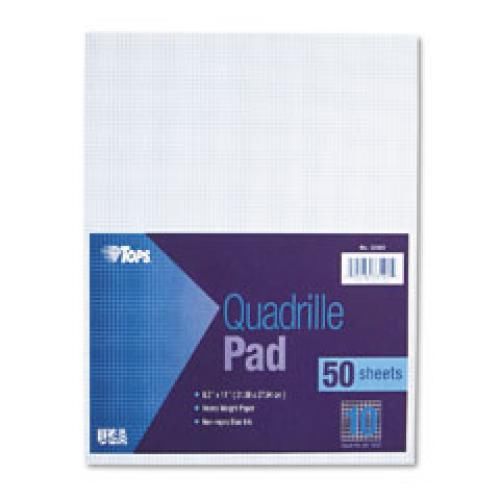 TOPS Quadrille Pad, Gum-Top, 8-1/2 x 11 Inches, Quad Rule (10 x 10), White Paper