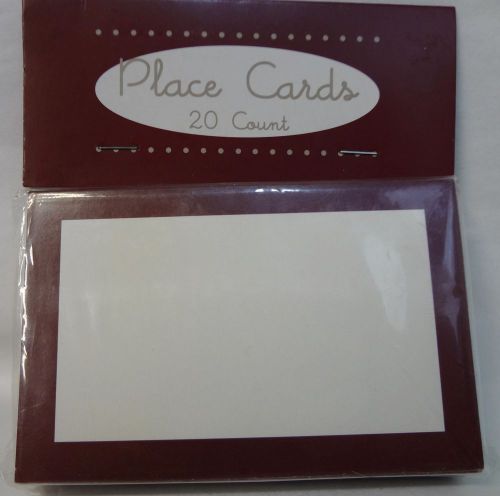 New Package of 20 Plain Place Cards, Maroon Border.