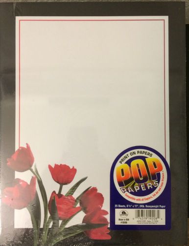 Ampad Stationary Red Tulips Pop Papers 25 Sheets Heavyweight Paper 19208