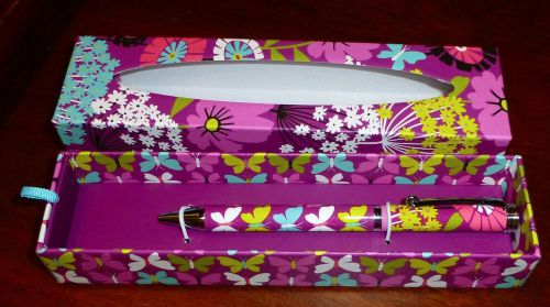 Vera Bradley Ball Point Pen Flutterby New  w/Gift Box Pink Butterfly Butterflies