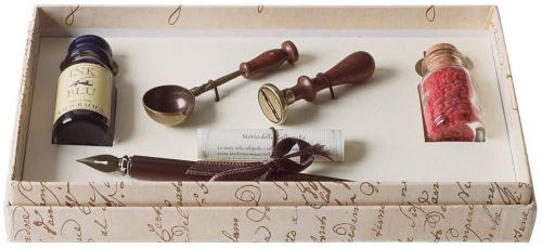 Wood pen, ink, seal, wax &amp; scoop set by coles calligraphy for sale