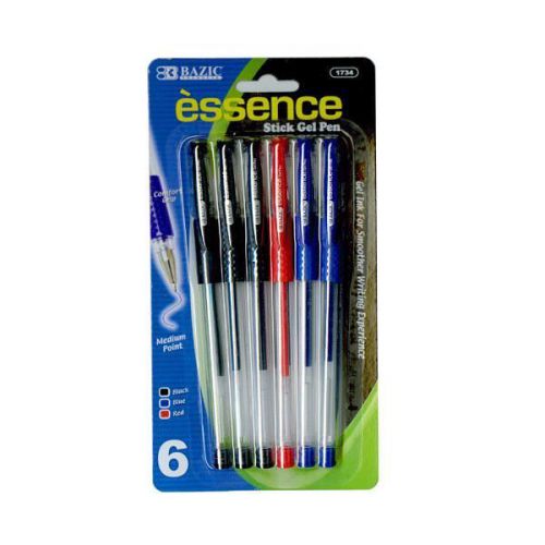 BAZIC Essence Asst Color Gel Pen with Cushion Grip 12 Packs of 6 1734-12