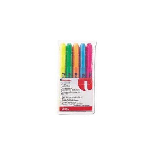 Universal Office Products 08850 Pocket Highlighter, Chisel Tip, Fluorescent