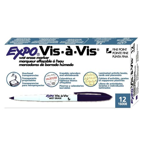 Expo Vis-A-Vis Transparency Marker, Fine, Purple (Expo 16008) - 12/pk