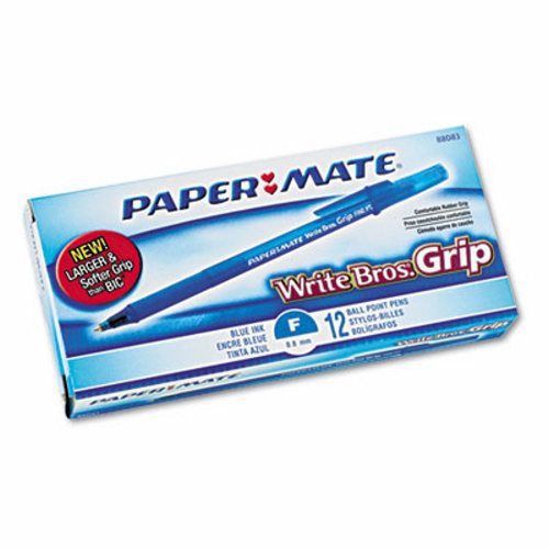 Paper Mate Write Grip Ballpoint Stick Pen, Blue Ink, Fine, Dozen (PAP8808387)