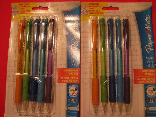 10 Paper Mate Write Bros Grip Mechanical Pencils 0.7mm Assorted colors