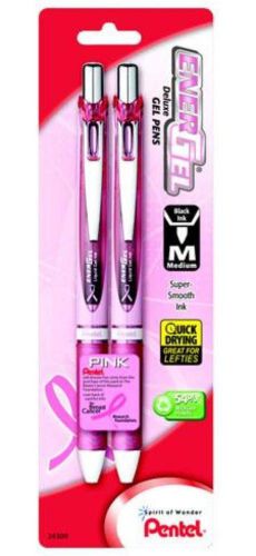 Pentel Pink BCA EnerGel Deluxe RTX Liquid Gel Pen Pink Barrel Black 2 Count