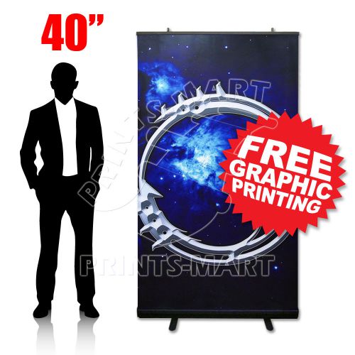 40&#034; Retractable Roll Up Banner Stand Trade Show Pop Up Display + FREE Printing