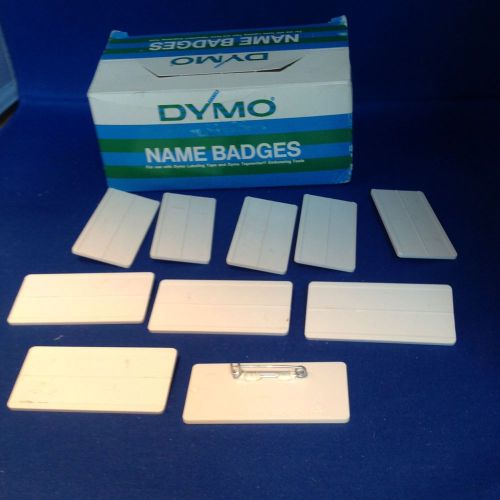 Ten white plastic two line name pin  2 1/2&#034; x 1 1/4&#034;. for sale