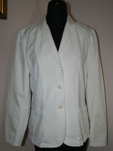 Vintage WHITE denim jacket blazer, Ralph Lauren/Lauren Jeans Co., Ladies Lg, EC