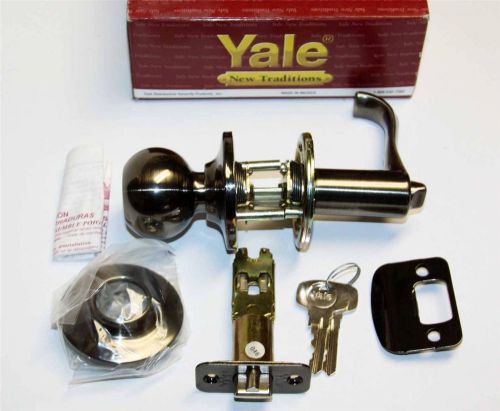 Yale woodland dk satin nickel keyed entry door lock knob lever set 701wl lsd new for sale