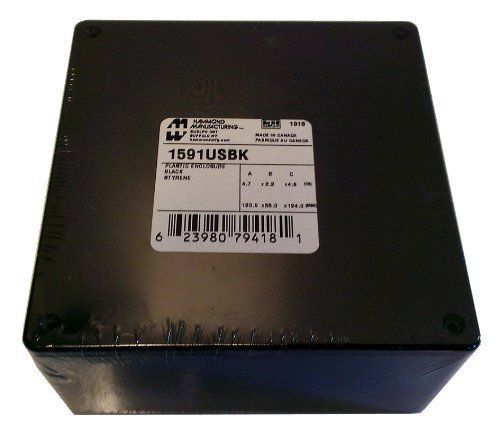 Hammond 1591USBK Black ABS Plastic Project Box -- Inches (4.7&#034; x 4.7&#034; x 2.2&#034;) mm