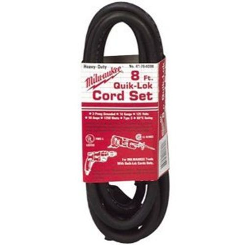 Milwaukee 48-76-4008 quik-lok 8-foot 3 wire grounded cord for sale