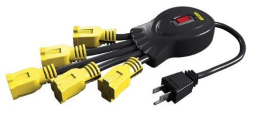 Stanley 31500 Power Squid with 5-Grounded Outlets, Black/Yellow