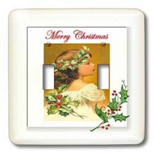 3dRose lsp_26643_2 A Little Girl with A Holly Wreath Merry Christmas Double Togg