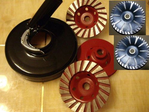5&#034; metal dust shroud 12 pcs turbo concrete cup wheel stone 5 inch convex blade for sale