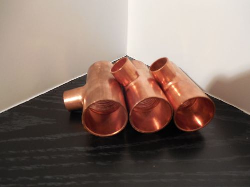 Copper Tee - lot of 3 - Part # C611 1x1x1/2 - Plumbing Parts