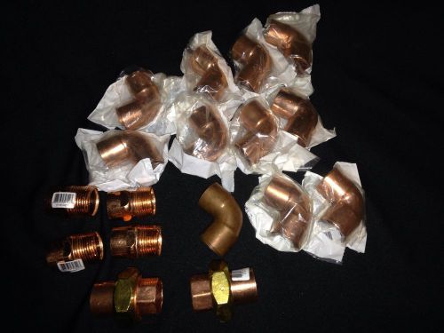 Copper pipe fittings 1 inch 1&#034; ells elbows unions nipples adapters for sale