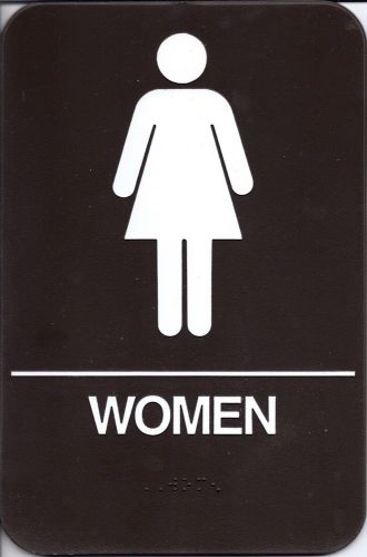 ADA BRAILLE RESTROOM SIGN    BROWN/WHITE 6&#034; x 9&#034;   P109BR