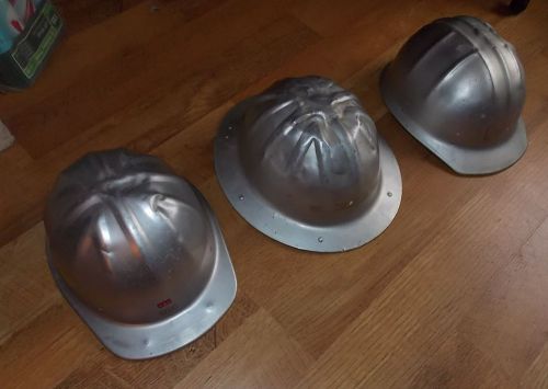 Lot of  3 vintage aluminum hard hats 2 b. f. mcdonald and 1 jackson for sale