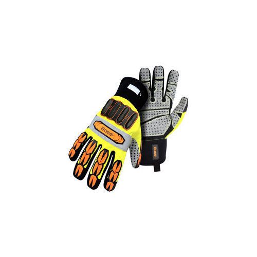Boss / cat gloves 6100l high-vis impact glove with synthetic leather palm large for sale