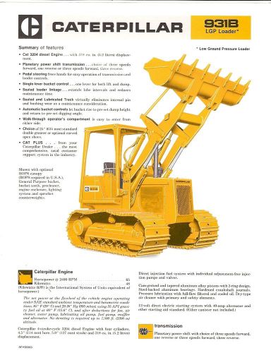 Equipment Brochure - Caterpillar - 931B LGP Tractor Crawler Loader c1979 (E1757)