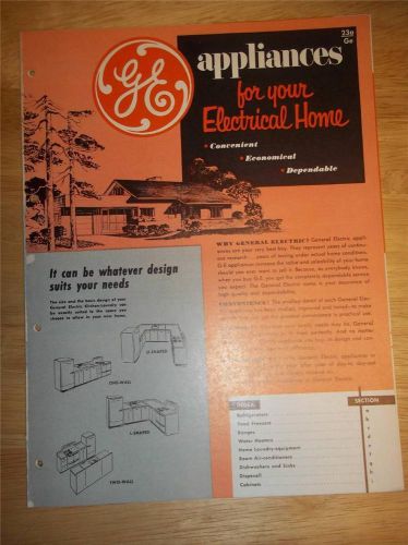 Vtg General Electric Catalog~GE Kitchen Appliances/Cabinets~Ranges/Dishwashers