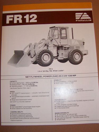 Fiatallis fr12 sales brochure - fiat allis fr-12 articulated wheel loader for sale
