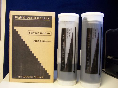 GENUINE BLACK DIGITAL DUPLICATOR INK RISO GR/RA/RC SERIES 1000ml 1 new+ free 1/3