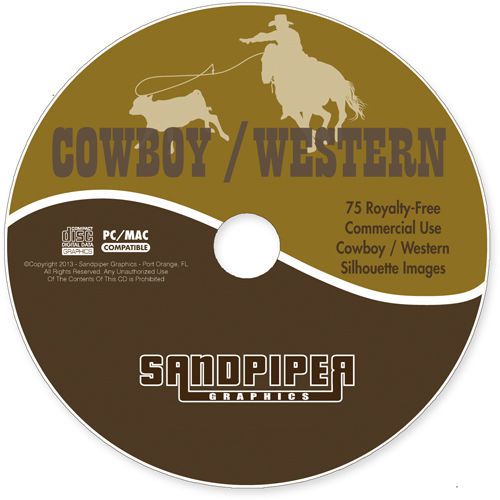 Cowboy/western silhouettes - vinyl cutter / plotter clip art cd for sale