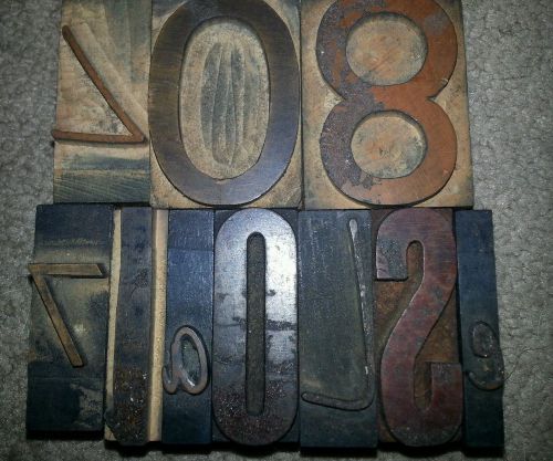 Lot of 10 Letterpress wood type Letters Fractions old antique vintage 2 in.