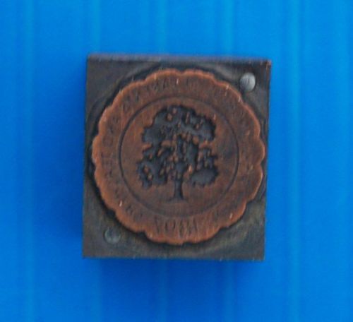 PTA / Oak Tree / Copper Image on Wood Block / Vintage 1897