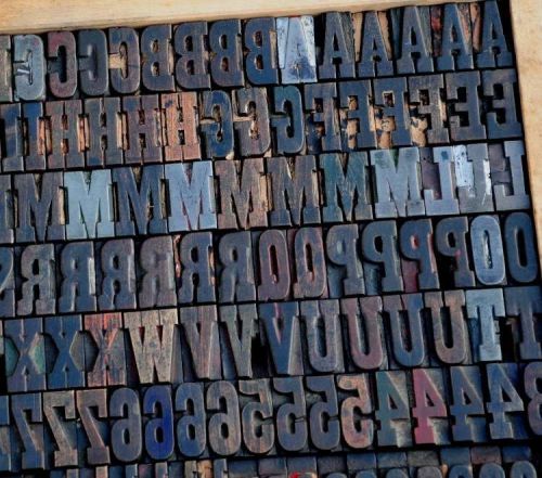 letterpress wood printing blocks 364 pcs 1.42&#034; tall printers alphabet type ABC