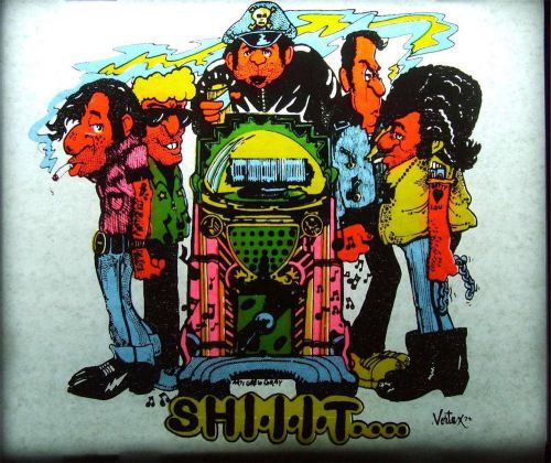 Vintage 1970&#039;s VORTEX Day-Glo Heat Transfer ~ Jukebox Cop SHI.I.I.T..