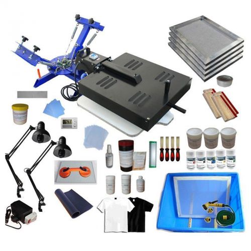 2 color 1 station printing press w dryer &amp;t-shirt diy screen print materials kit for sale