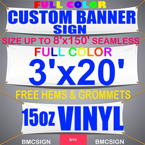3&#039;x20&#039; 15oz vinyl / full color/  fully custom / free hems &amp; grommets for sale