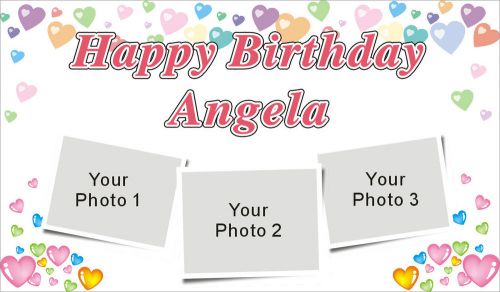 3ftX5ft Custom Personalized Happy Birthday Party Banner Sign W/ 3 your photos