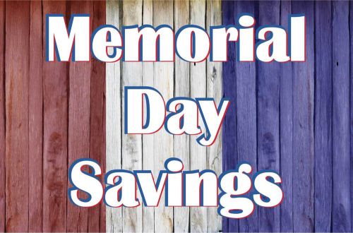 Memorial Day Savings Vinyl Banner /grommets 24&#034; x 36&#034; made in the USA rv3