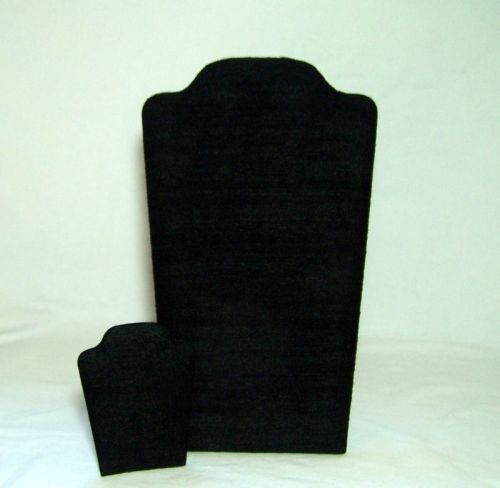 JEWELRY DISPLAY BLACK NECKLACE EASELS SET OF TWO LARGE SMALL TEXTURED FABRIC