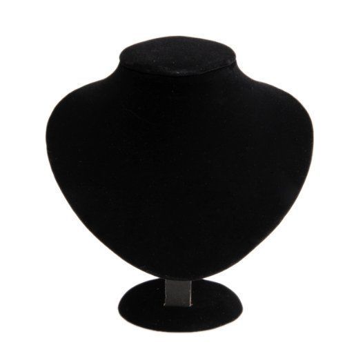 Wood black velvet necklace chain jewelry bust display holder stand gift for sale