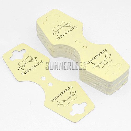 100pcs/lot Paper Beige Bowknot Pattern Jewelry Packaging Display Card