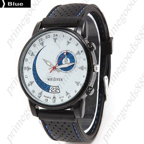 Fashion Silica Gel Big Round Quartz Analog Men&#039;s Wristwatch Free Shipping Blue