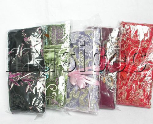 5pcs MIX colors embroider silk Jewelry bags pouches roll T299A11