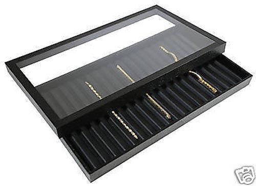 1-18 SLOTTED ACRYLIC LID JEWELRY DISPLAY BRACELET CASE