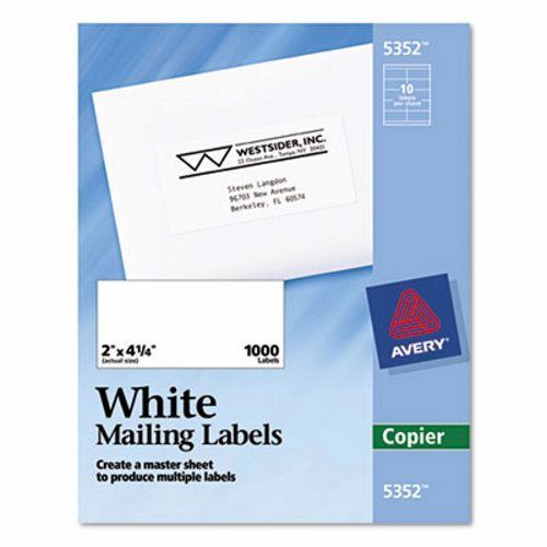 Avery Self-Adhesive Shipping Labels for Copiers, White, 1,000 per Box (AVE5352)