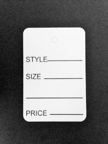 1000 Small 1 1/4 x 1 7/8 White Merchandise Coupon Tags With Black Imprint